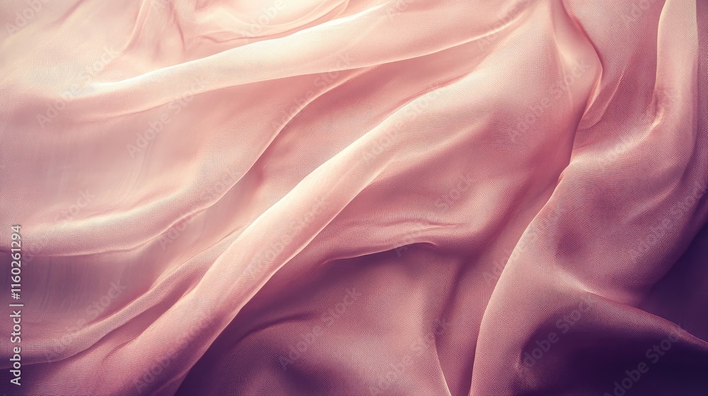 Obraz premium Delicate soft pink fabric texture with flowing drapes creating an elegant and serene background for design and artistic projects.