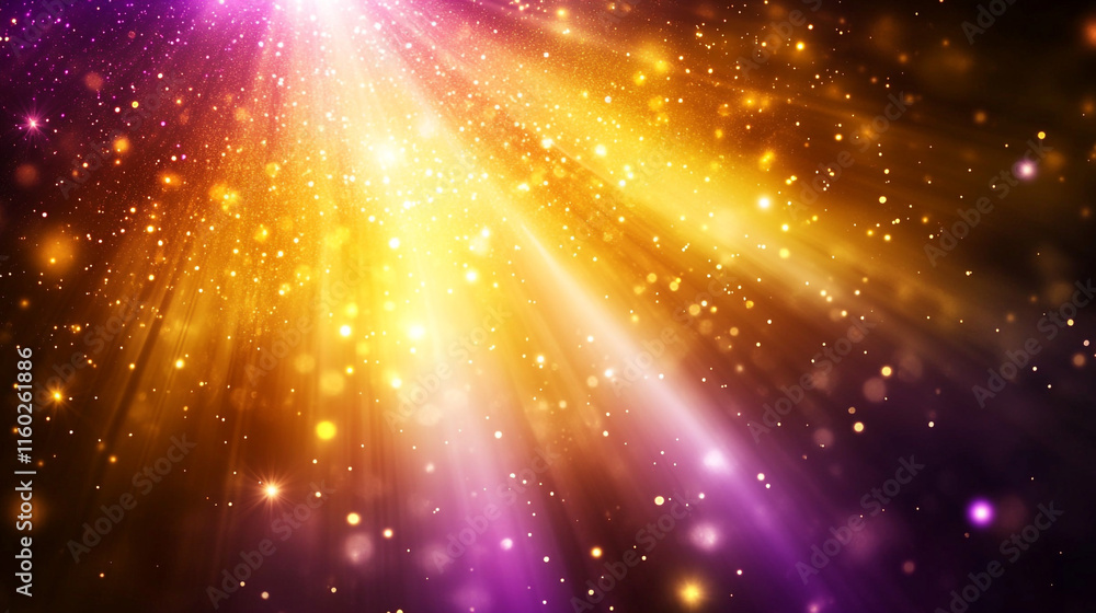 Vivid yellow and purple light show blending into a radiant burst Vivid yellow and purple light show blending into a radiant burst