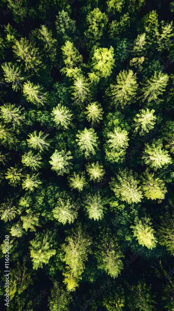 Fototapeta premium Aerial View of Lush Green Forest Canopy from Above : Generative AI