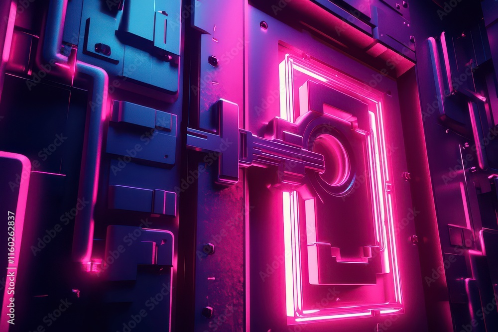 Glowing Vault Design in Vaporwave Vector Style Glowing Vault Design in Vaporwave Vector Style
