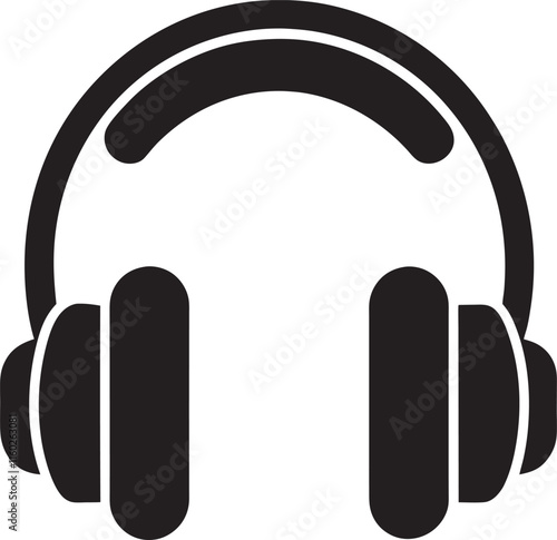 Print
Headphones black silhouette vector, isolated on white background. Vector illustration.