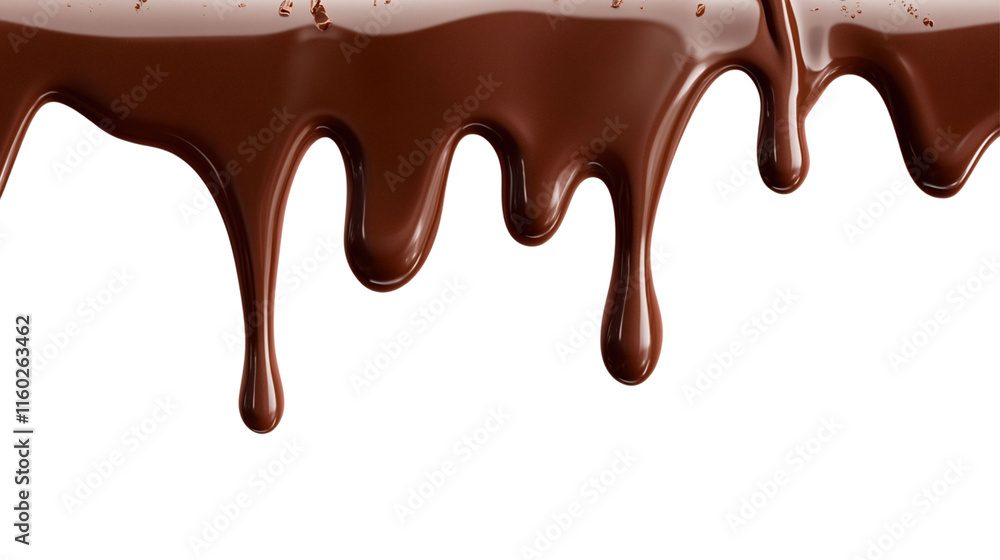 Melted Chocolate Dripping on a White Background Melted Chocolate Dripping on a White Background