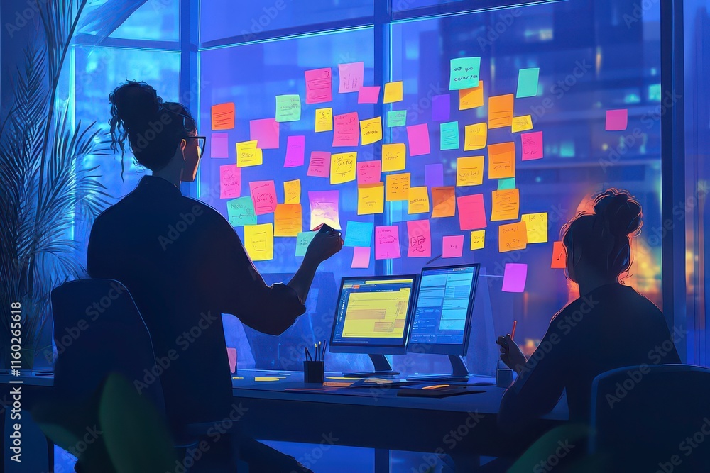 Productive Brainstorming Session with Sticky Notes Productive Brainstorming Session with Sticky Notes