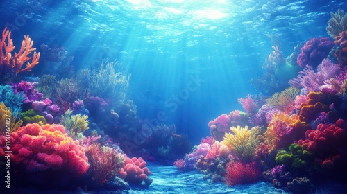 Wallpaper Mural Vibrant Underwater Coral Reef Paradise: A mesmerizing view of a colorful and diverse coral reef ecosystem thriving in a sunlit ocean. Torontodigital.ca