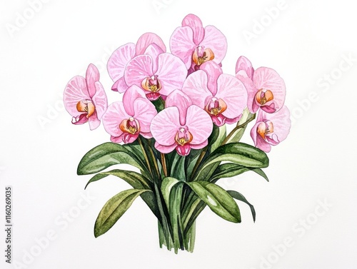 Wallpaper Mural Beautiful pink orchids bouquet artistic floral design white background elegant decor botanical Torontodigital.ca