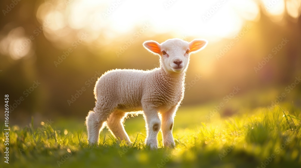 Fototapeta premium Lamb in Golden Sunset