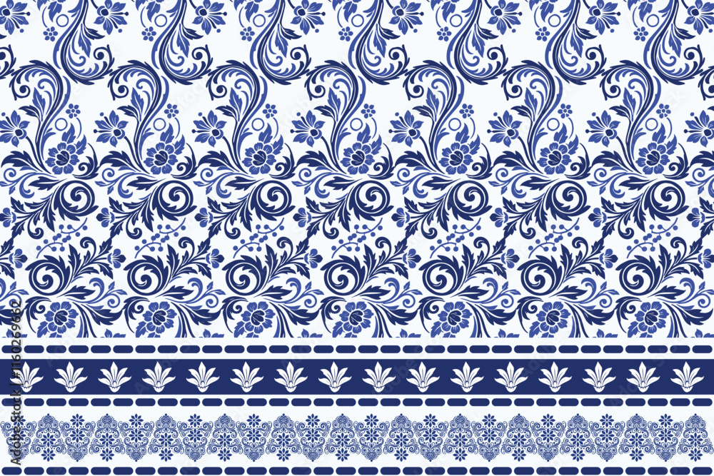 abstract seamless floral pattern with border design featuring vintage botanical and ethnic geometric motifs for fabric, wallpaper, textiles, and fashion accessories abstract seamless floral pattern with border design featuring vintage botanical and ethnic geometric motifs for fabric, wallpaper, textiles, and fashion accessories