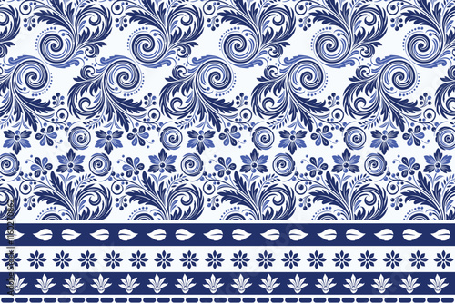 stunning blue seamless floral pattern with antique arabesque borders for bohemian textile prints vintage wallpaper summer fashion designs and elegant carpet patterns