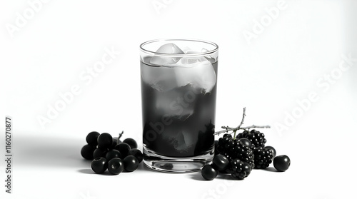 Classic black and white professional photograph of beverage or food isolated on white. Timeless elegance, diffused shadows, subtle illumination, soft contrast, soft saturation, fine art style, Associa photo