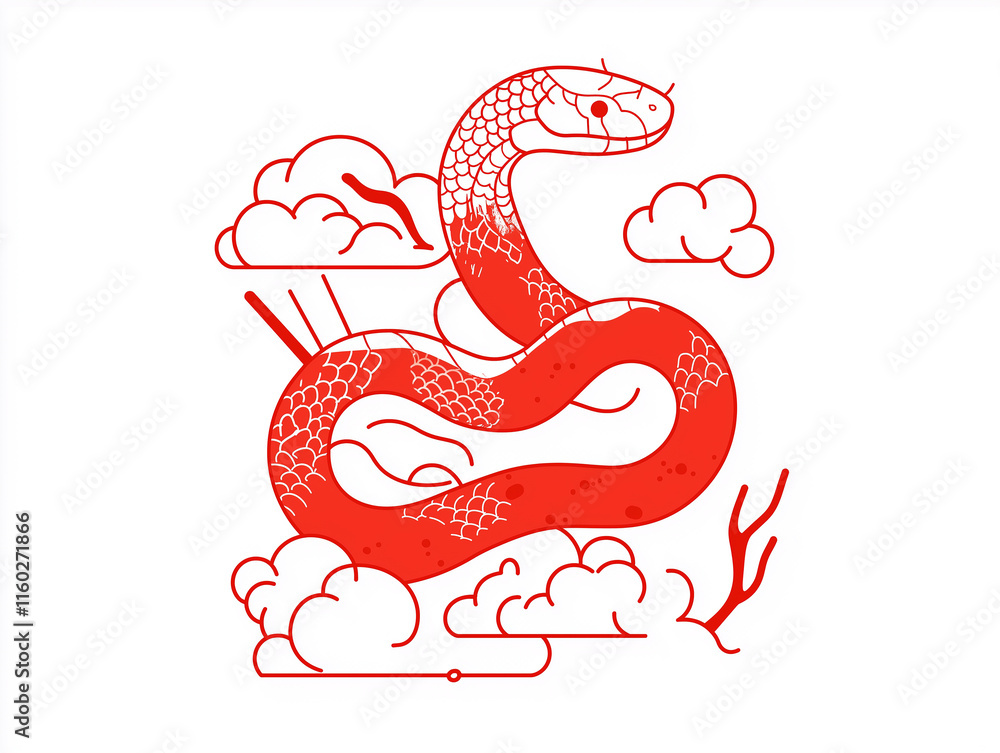 Obraz premium Snake illustration suitable for New Year's card in 2025, blue snake, Chinese zodiac, 12 zodiac, Year of the snake, New Year's card, Season's card, blue snake, Korea, Japan