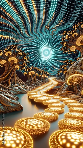 Wallpaper Mural Energy Monitoring Double Exposure, Surreal Double Exposure Design of Remote Energy Monitoring Concept Featuring Vibrant Trees and Abstract Lights in an Enigmatic Landscape Torontodigital.ca