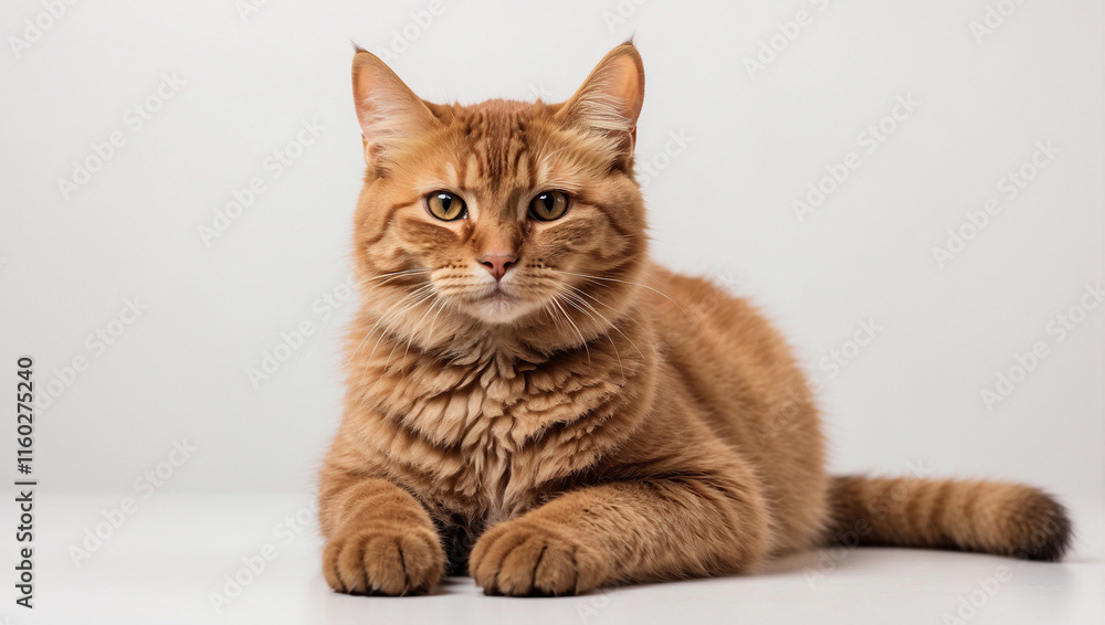 A Delightful Portrait of a Brown Cat Isolated on White, Capturing Feline Charm A Delightful Portrait of a Brown Cat Isolated on White, Capturing Feline Charm