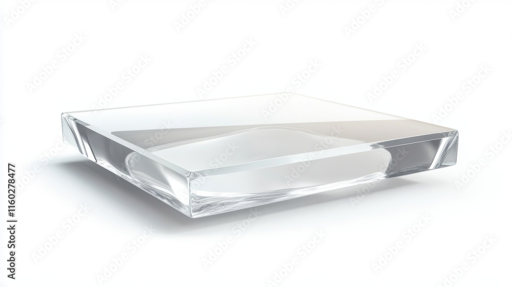 A clear, rectangular glass object with a smooth surface, reflecting light, ideal for display or decorative purposes. A clear, rectangular glass object with a smooth surface, reflecting light, ideal for display or decorative purposes.