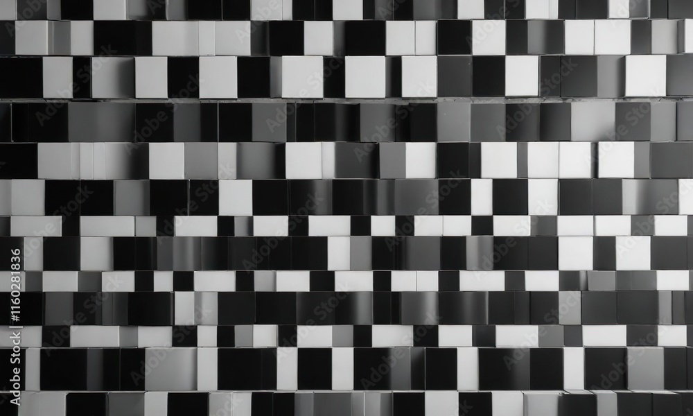 Mosaic of black and white squares and circles, art deco, vintage, ornate, retro Mosaic of black and white squares and circles, art deco, vintage, ornate, retro