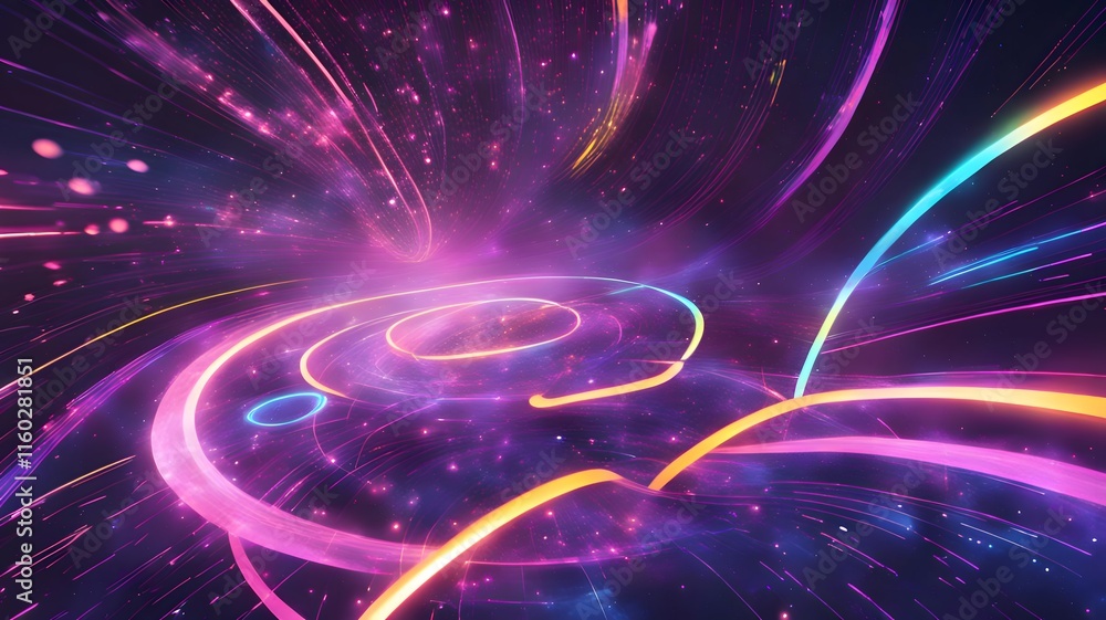 Obraz premium High-Tech Futuristic Galaxy with Neon Particles Drifting Through Digital Space