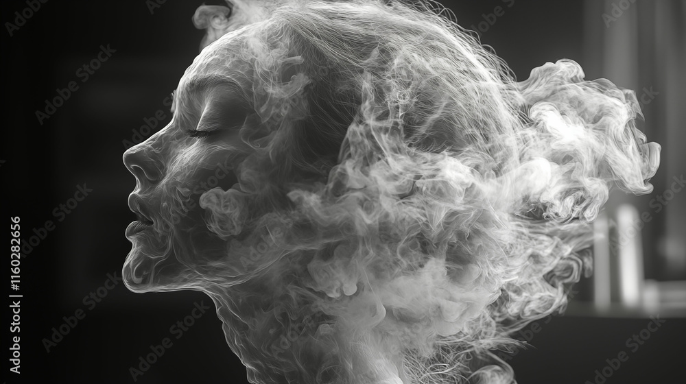 Ethereal Smoke Art Portrait Revealing Atmospheric Visual Design Concept Ethereal Smoke Art Portrait Revealing Atmospheric Visual Design Concept