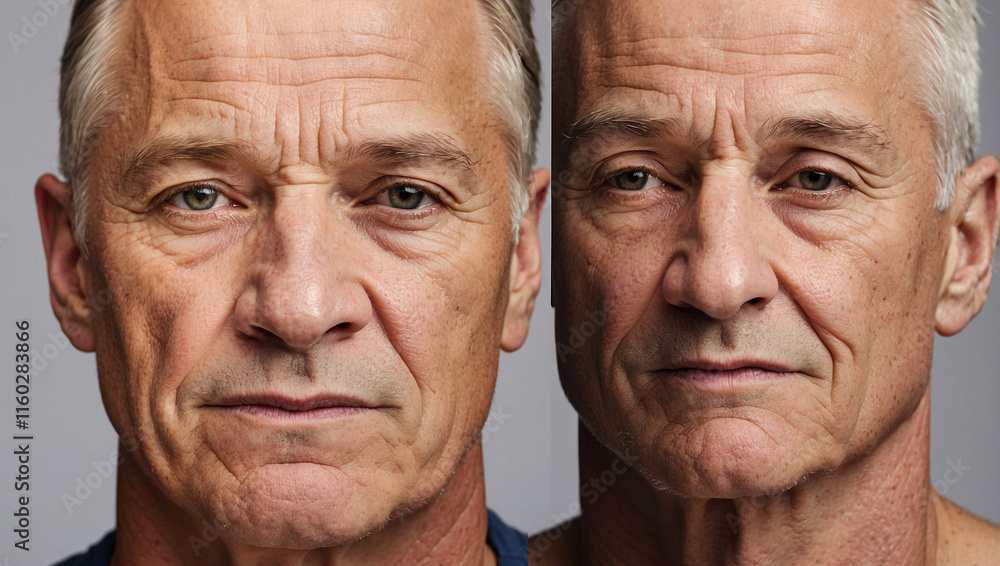 An Engaging Close-Up of a Man's Face Highlighting Different Emotional Expressions An Engaging Close-Up of a Man's Face Highlighting Different Emotional Expressions