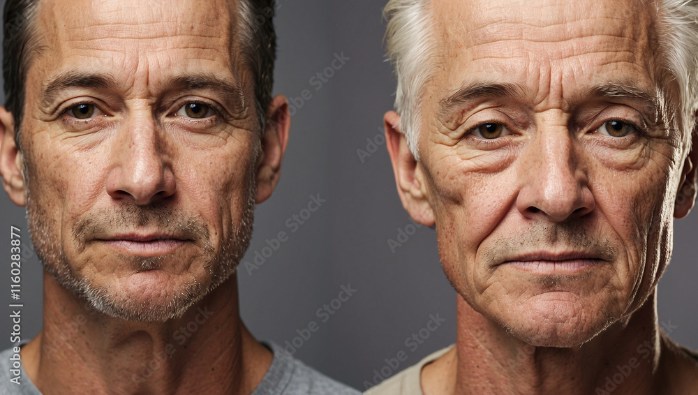 A Close-Up of a Man's Face Showing a Comparison of Expressions and Emotions A Close-Up of a Man's Face Showing a Comparison of Expressions and Emotions