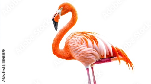 Pink Flamingo on a White Background