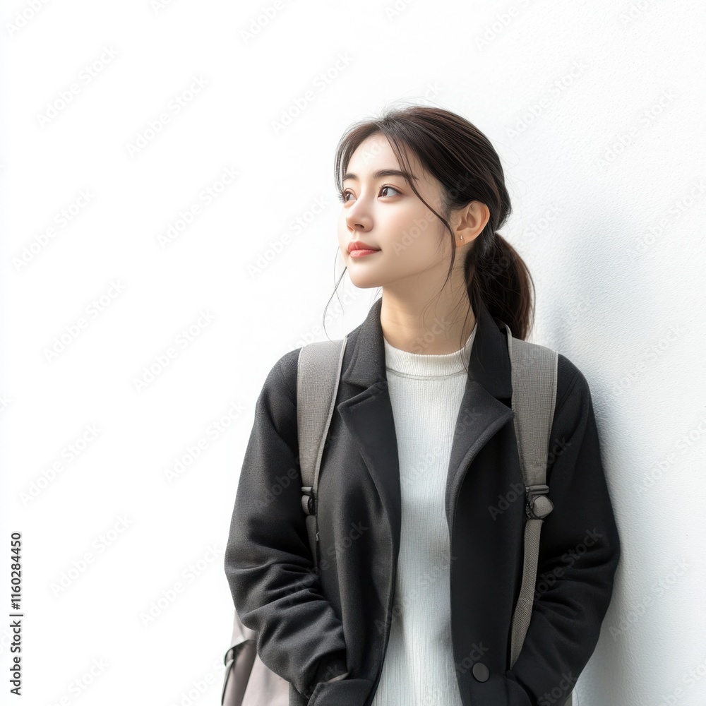 female university student Standing outside female university student Standing outside