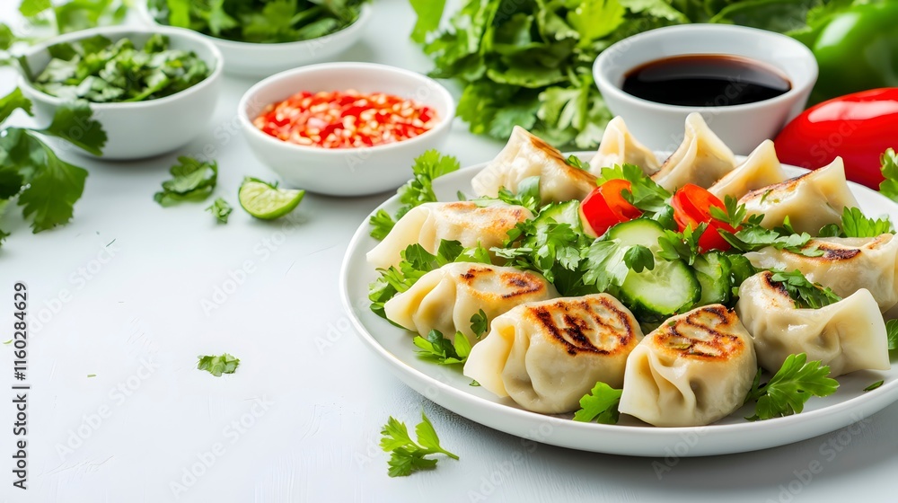 Delicious Dumplings Served with Fresh Ingredients Delicious Dumplings Served with Fresh Ingredients