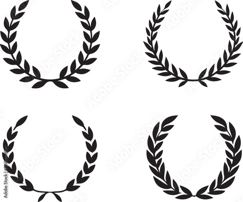 Circular laurel foliate vector icon