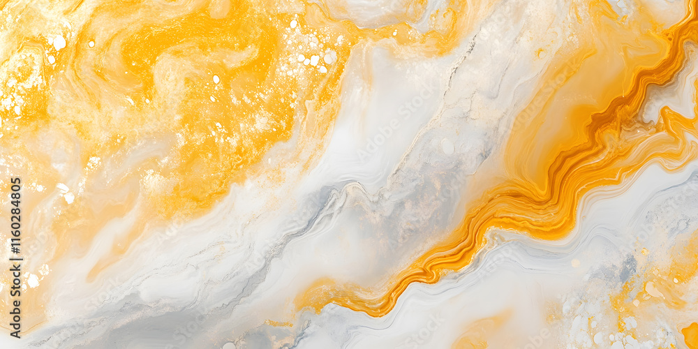 Abstract Yellow and White Marbled Texture with Fluid Artistic Pattern Design for Background : Generative AI Abstract Yellow and White Marbled Texture with Fluid Artistic Pattern Design for Background : Generative AI