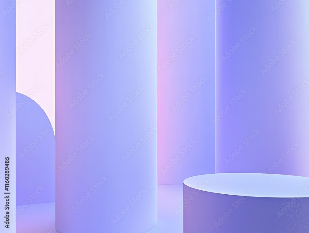 Abstract Pastel Purple Cylinders and Platform Background Abstract Pastel Purple Cylinders and Platform Background