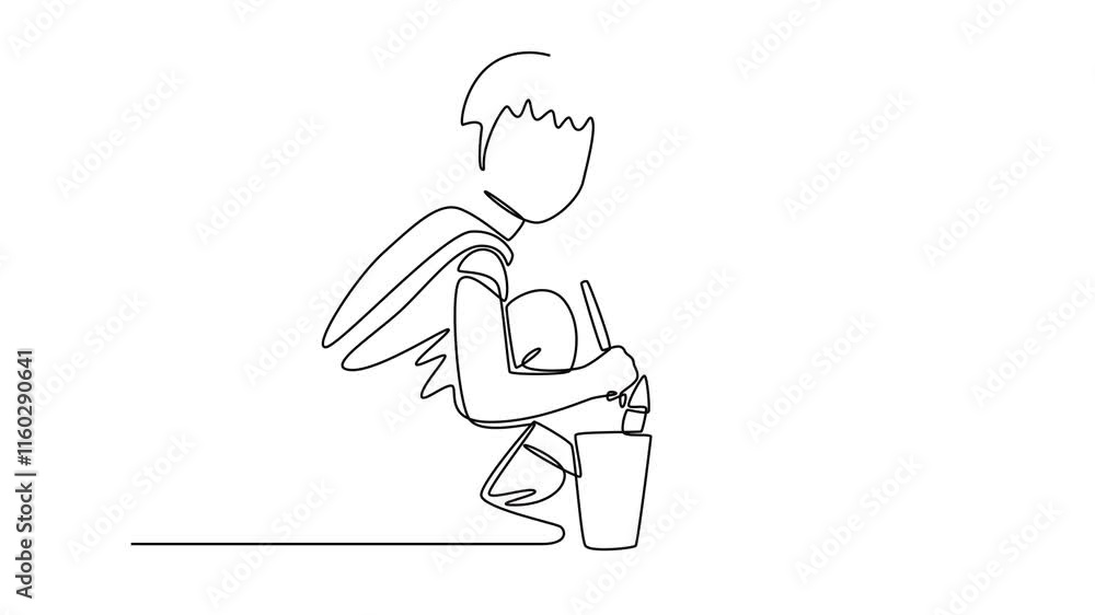 Kid painting on wall. Art Concept. Single line draw design. Full length animation illustration. High quality 4k footage. Kid painting on wall. Art Concept. Single line draw design. Full length animation illustration. High quality 4k footage.