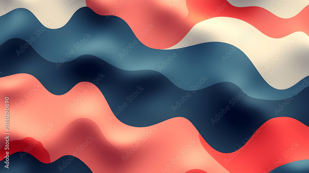 Abstract wavy design featuring red, white, and blue colors. Abstract wavy design featuring red, white, and blue colors.