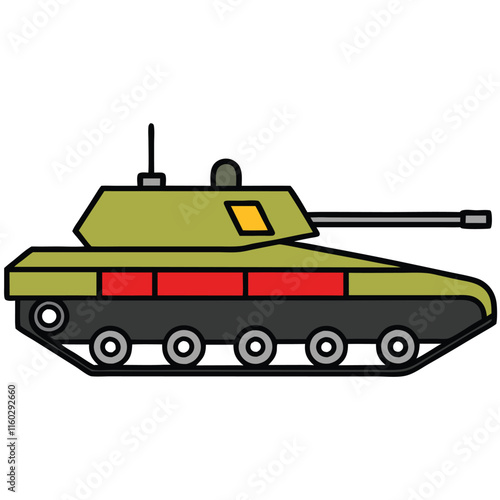 Tank flat style vector isolated illustration white background