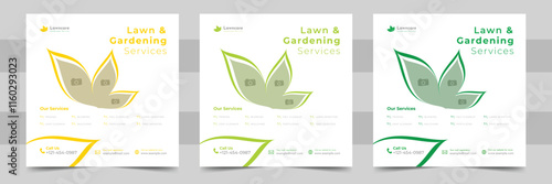 lawn mower garden or landscaping services social media post and promo banner ads template. Agricultural and farming services social media post lawn gardening or web banner template design.