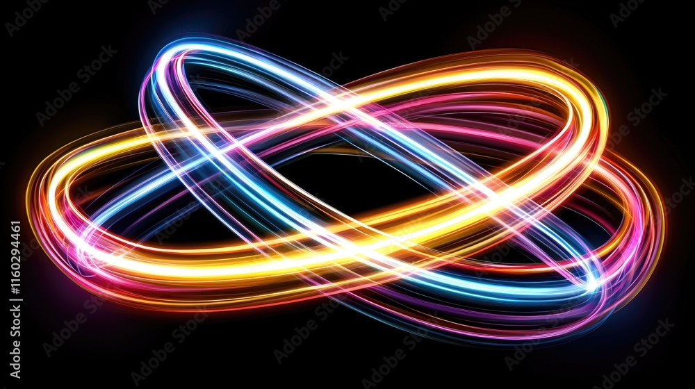 Dynamic light trails swirling in abstract patterns digital art dark background vibrant colors modern aesthetic Dynamic light trails swirling in abstract patterns digital art dark background vibrant colors modern aesthetic