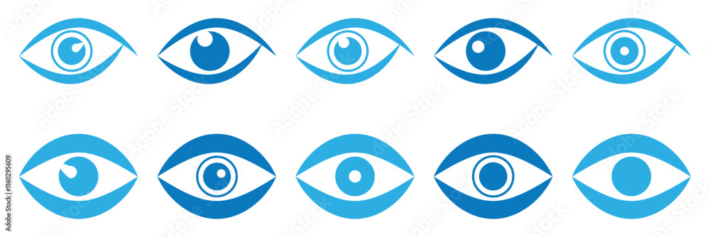 Eye icon symbol collection on white background. Eye icon symbol collection on white background.