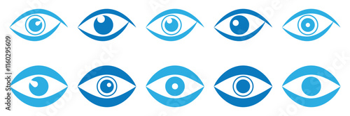 Eye icon symbol collection on white background.