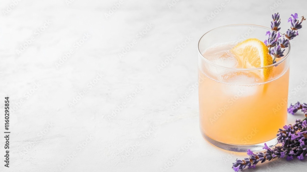 Refreshing Lavender Citrus Drink Garnished with Lemon Slice Refreshing Lavender Citrus Drink Garnished with Lemon Slice
