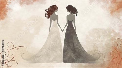 Romantic Lesbian Wedding Silhouette