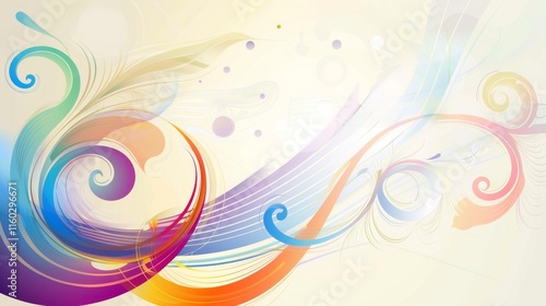 Colorful abstract swirls intertwine in a vibrant vector illustration, creating a dreamy and artistic composition that invites creativity and inspiration