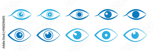 eye icon set. vision icon, see view icons eyesight symbol invisible eye hide icon, incognito icon no eye view hidden icon set. eye scan icons. eps 10.