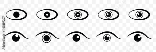 Eye icon vector isolated on transparent background. eye line icon set of vector. Eye icon.