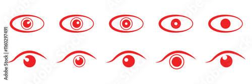 Eye icon symbol collection on white background.