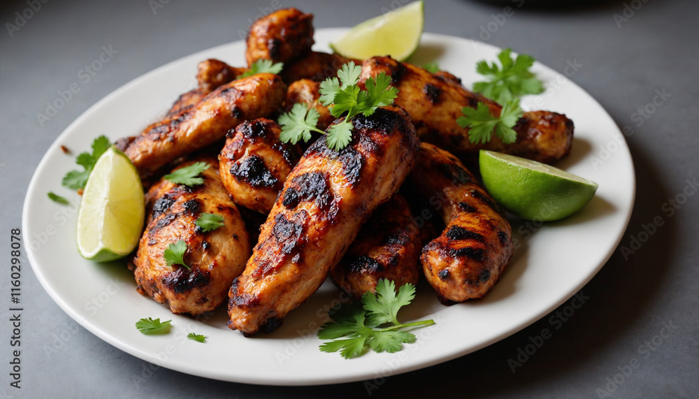 Jerk chicken in a grilled style in brown colors Jerk chicken in a grilled style in brown colors