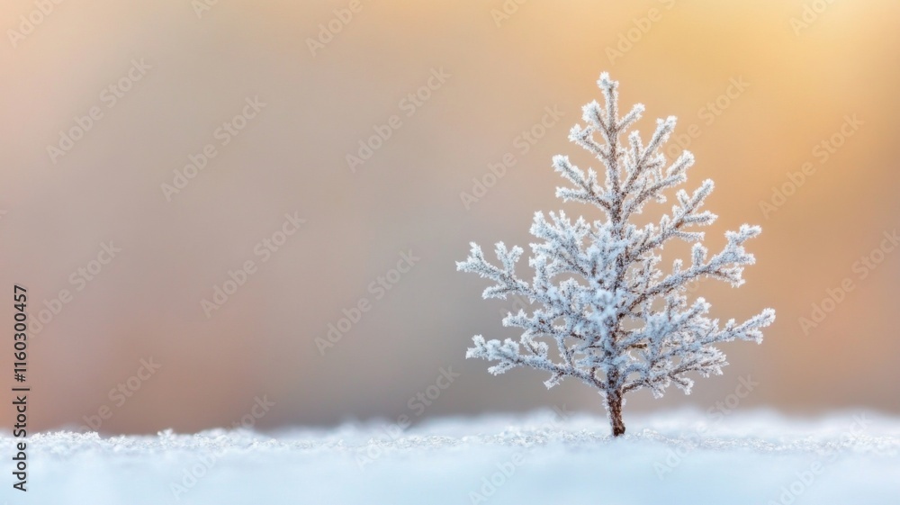 Frosty Little Tree In Winter Snowscape Frosty Little Tree In Winter Snowscape