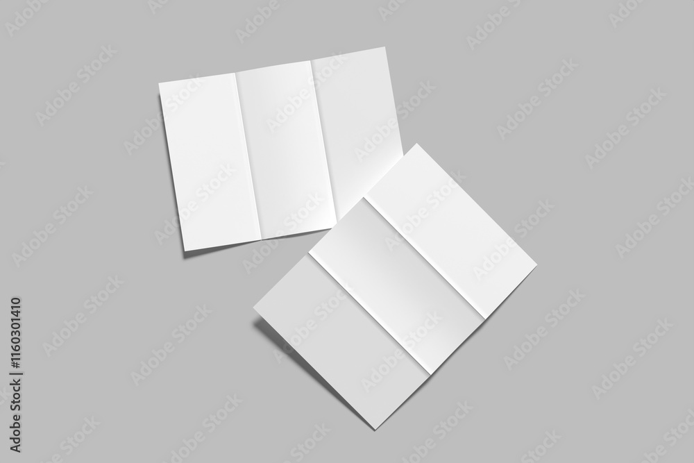 Blank tri fold brochure mock up. Open and closed booklet template Blank tri fold brochure mock up. Open and closed booklet template