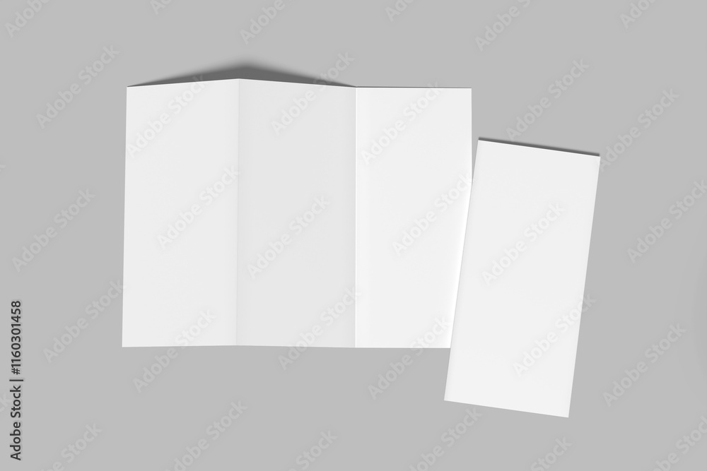 Blank tri fold brochure mock up. Open and closed booklet template Blank tri fold brochure mock up. Open and closed booklet template