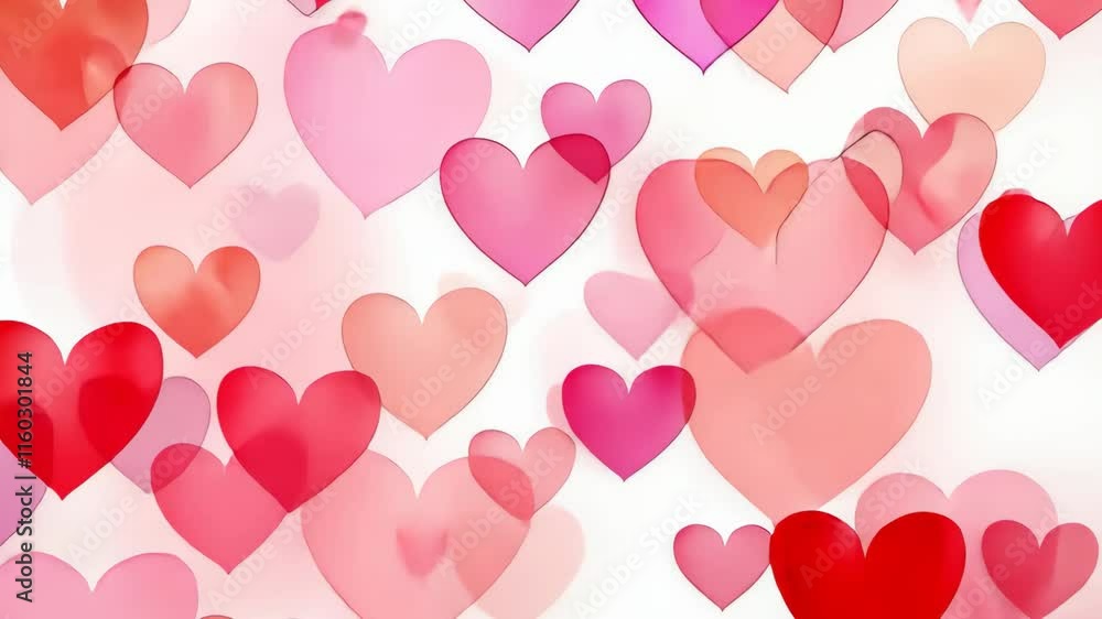 Love in the Air: A delicate cascade of hearts, painted in soft hues of pink and red, evokes a sense of romance and affection. This image is perfect for capturing the essence of love, joy.