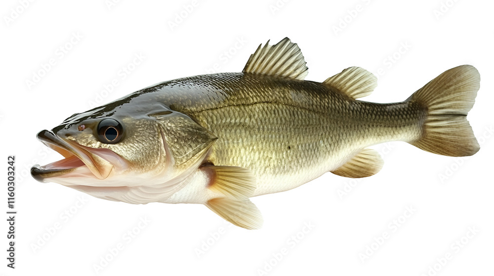 Largemouth Bass Fish Aquatic Wildlife, Detailed Anatomy, CloseUp View Largemouth Bass Fish Aquatic Wildlife, Detailed Anatomy, CloseUp View