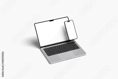 Laptop and Phone screen mockup with white background