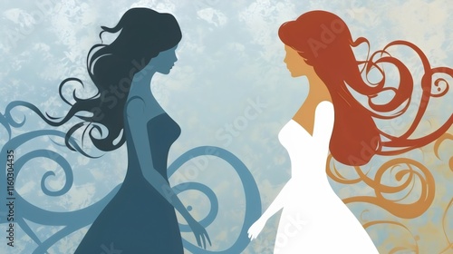 Romantic Lesbian Wedding Silhouette