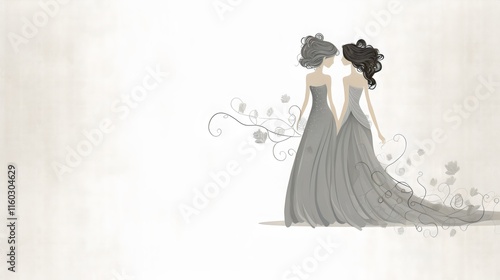 Romantic Lesbian Wedding Silhouette